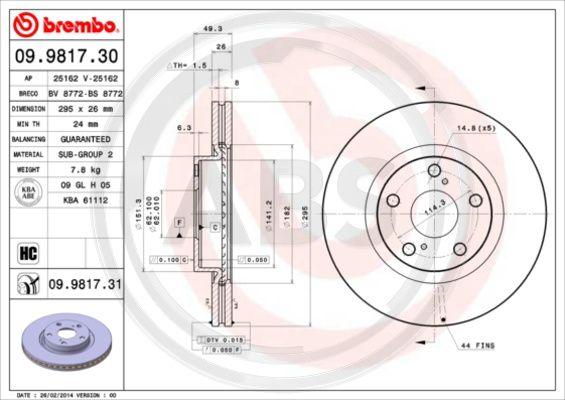 A.B.S. 09.9817.31 - Bremsscheibe alexcarstop-ersatzteile.com