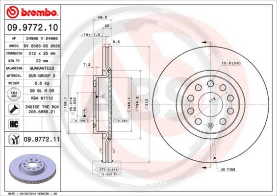 A.B.S. 09.9772.11 - Bremsscheibe alexcarstop-ersatzteile.com