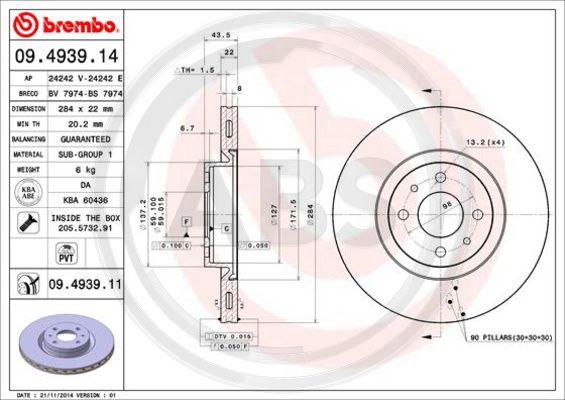 A.B.S. 09.4939.11 - Bremsscheibe alexcarstop-ersatzteile.com