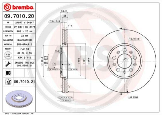 A.B.S. 09.7010.21 - Bremsscheibe alexcarstop-ersatzteile.com