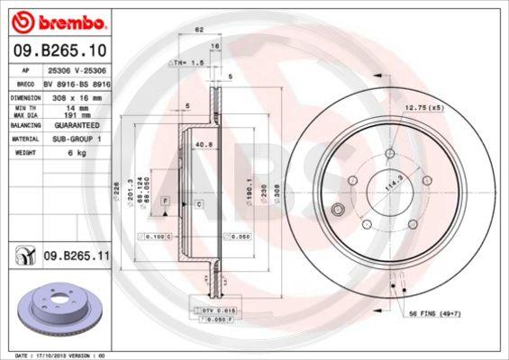 A.B.S. 09.B265.11 - Bremsscheibe alexcarstop-ersatzteile.com