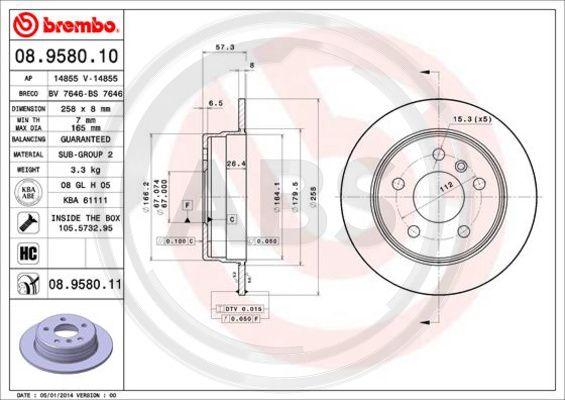 A.B.S. 08.9580.11 - Bremsscheibe alexcarstop-ersatzteile.com