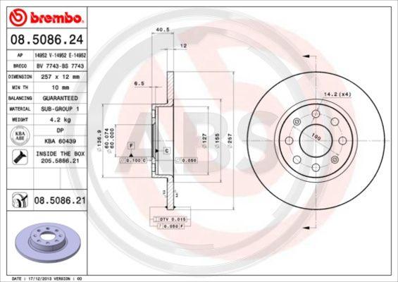 A.B.S. 08.5086.21 - Bremsscheibe alexcarstop-ersatzteile.com