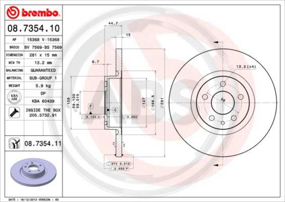 A.B.S. 08.7354.11 - Bremsscheibe alexcarstop-ersatzteile.com