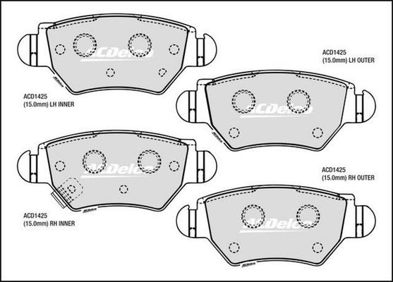 ACDelco ACD1425 - Bremsbelagsatz, Scheibenbremse alexcarstop-ersatzteile.com