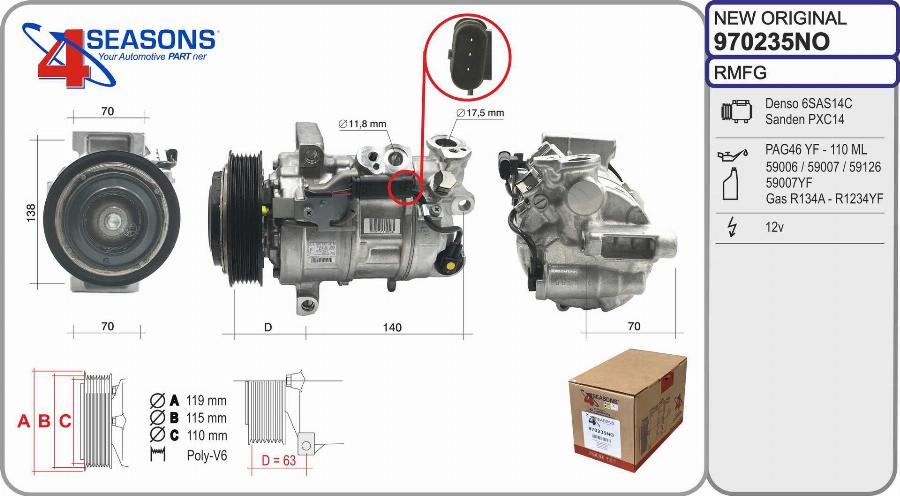 AHE 970235NO - Kompressor, Klimaanlage alexcarstop-ersatzteile.com