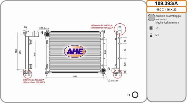 AHE 109.393/A - Kühler, Motorkühlung alexcarstop-ersatzteile.com