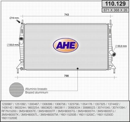 AHE 110.129 - Kühler, Motorkühlung alexcarstop-ersatzteile.com