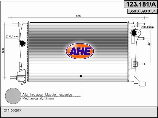 AHE 123.181/A - Kühler, Motorkühlung alexcarstop-ersatzteile.com