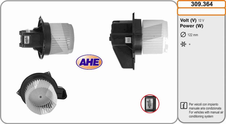 AHE 309.364 - Innenraumgebläse alexcarstop-ersatzteile.com