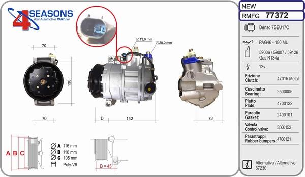 AHE 77372 - Kompressor, Klimaanlage alexcarstop-ersatzteile.com