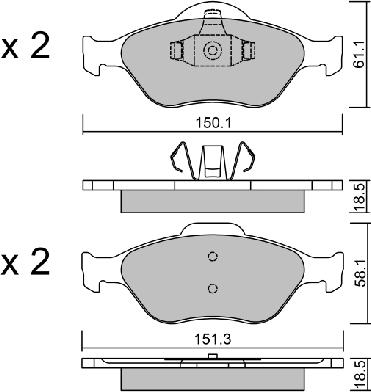 Aisin BPFO-1008 - Bremsbelagsatz, Scheibenbremse alexcarstop-ersatzteile.com