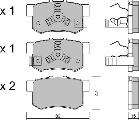 Aisin BPHO-2001 - Bremsbelagsatz, Scheibenbremse alexcarstop-ersatzteile.com