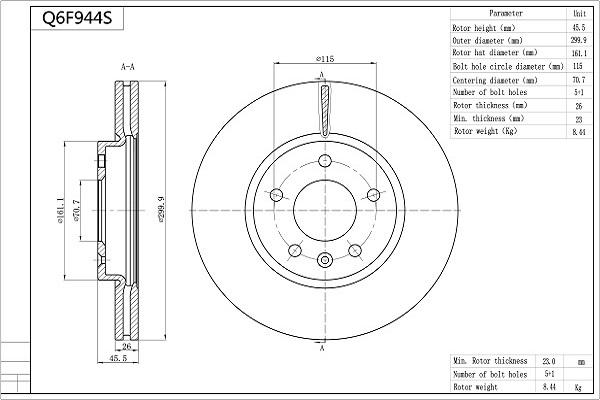 Aisin Q6F944S - Bremsscheibe alexcarstop-ersatzteile.com