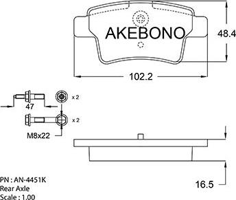 Akebono AN-4451K - Bremsbelagsatz, Scheibenbremse alexcarstop-ersatzteile.com