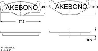 Akebono AN-4412K - Bremsbelagsatz, Scheibenbremse alexcarstop-ersatzteile.com