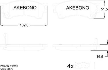 Akebono AN-447WK - Bremsbelagsatz, Scheibenbremse alexcarstop-ersatzteile.com