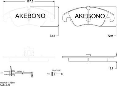 Akebono AN-4548WK - Bremsbelagsatz, Scheibenbremse alexcarstop-ersatzteile.com