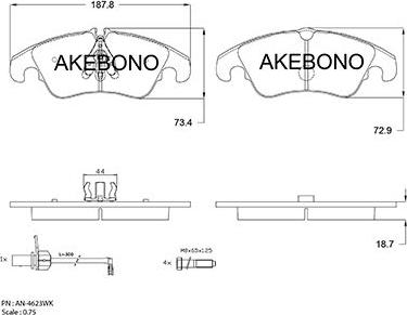 Akebono AN-4623WK - Bremsbelagsatz, Scheibenbremse alexcarstop-ersatzteile.com