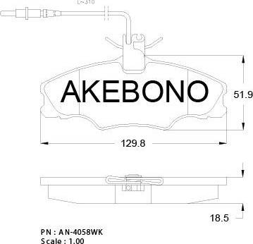 Akebono AN-4058WK - Bremsbelagsatz, Scheibenbremse alexcarstop-ersatzteile.com