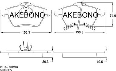 Akebono AN-4006WKE - Bremsbelagsatz, Scheibenbremse alexcarstop-ersatzteile.com