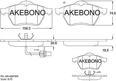 Akebono AN-4007WK - Bremsbelagsatz, Scheibenbremse alexcarstop-ersatzteile.com