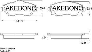 Akebono AN-4015WKE - Bremsbelagsatz, Scheibenbremse alexcarstop-ersatzteile.com