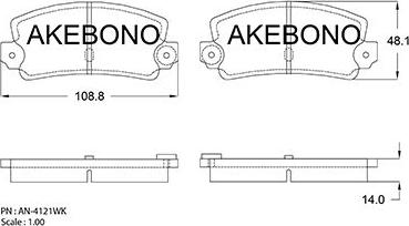 Akebono AN-4121WKE - Bremsbelagsatz, Scheibenbremse alexcarstop-ersatzteile.com