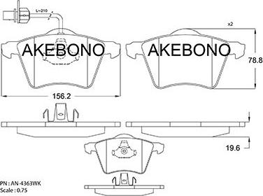 Akebono AN-4363WKE - Bremsbelagsatz, Scheibenbremse alexcarstop-ersatzteile.com