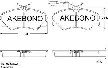 Akebono AN-4207WK - Bremsbelagsatz, Scheibenbremse alexcarstop-ersatzteile.com