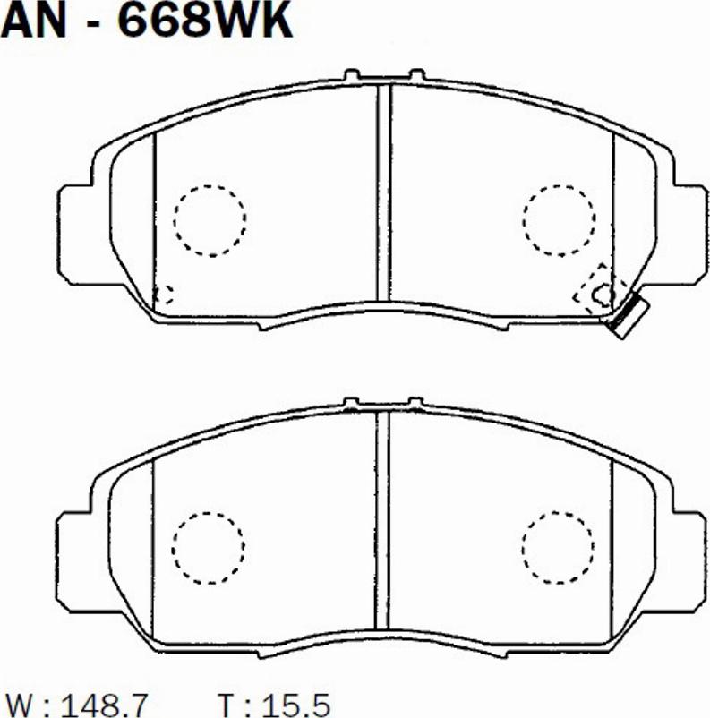 Akebono AN-668WK - Bremsbelagsatz, Scheibenbremse alexcarstop-ersatzteile.com