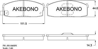 Akebono AN-088WKE - Bremsbelagsatz, Scheibenbremse alexcarstop-ersatzteile.com