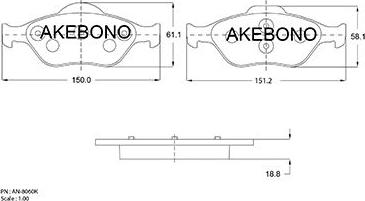 Akebono AN-8060K - Bremsbelagsatz, Scheibenbremse alexcarstop-ersatzteile.com