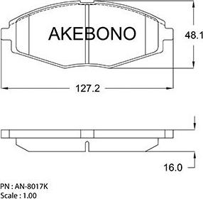 Akebono AN-8017K - Bremsbelagsatz, Scheibenbremse alexcarstop-ersatzteile.com