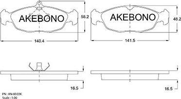 Akebono AN-8022KE - Bremsbelagsatz, Scheibenbremse alexcarstop-ersatzteile.com