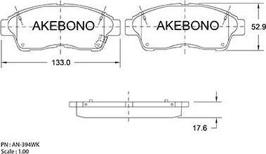 Akebono AN-394WK - Bremsbelagsatz, Scheibenbremse alexcarstop-ersatzteile.com