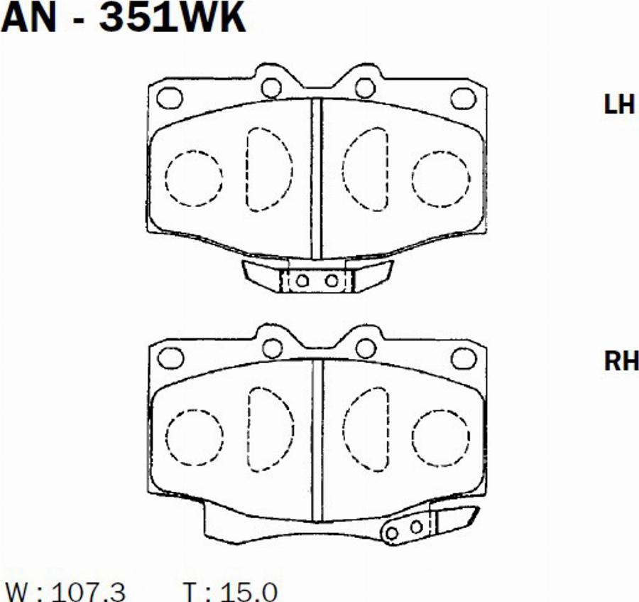 Akebono AN-351WK - Bremsbelagsatz, Scheibenbremse alexcarstop-ersatzteile.com