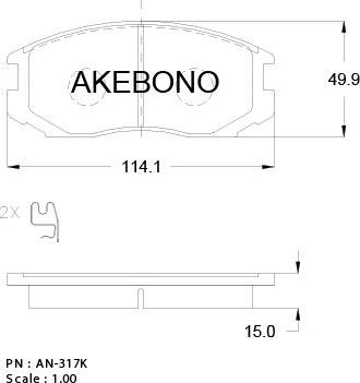 Akebono AN-317WKE - Bremsbelagsatz, Scheibenbremse alexcarstop-ersatzteile.com