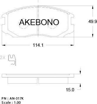 Akebono AN-317WK - Bremsbelagsatz, Scheibenbremse alexcarstop-ersatzteile.com