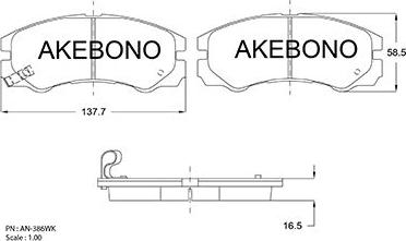 Akebono AN-386WKE - Bremsbelagsatz, Scheibenbremse alexcarstop-ersatzteile.com