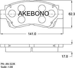 Akebono AN-322K - Bremsbelagsatz, Scheibenbremse alexcarstop-ersatzteile.com