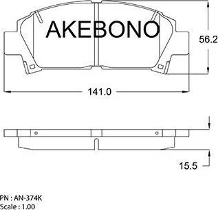 Akebono AN-374K - Bremsbelagsatz, Scheibenbremse alexcarstop-ersatzteile.com