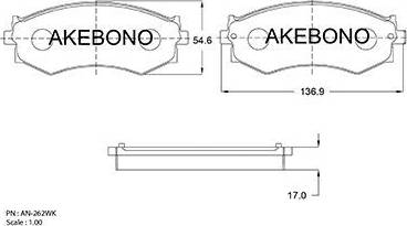 Akebono AN-262WK - Bremsbelagsatz, Scheibenbremse alexcarstop-ersatzteile.com