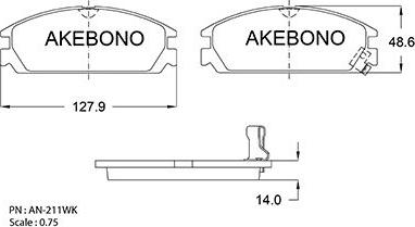 Akebono AN-211WK - Bremsbelagsatz, Scheibenbremse alexcarstop-ersatzteile.com