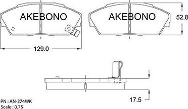 Akebono AN-274WK - Bremsbelagsatz, Scheibenbremse alexcarstop-ersatzteile.com