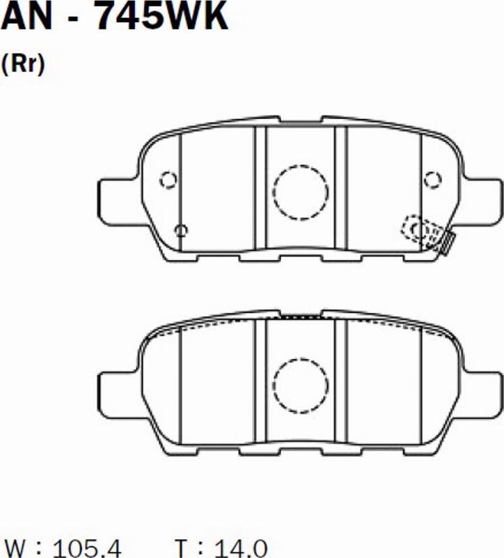 Akebono AN-745WK - Bremsbelagsatz, Scheibenbremse alexcarstop-ersatzteile.com