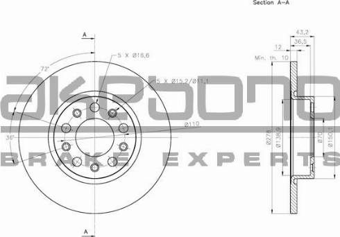 Akebono BN-0515 - Bremsscheibe alexcarstop-ersatzteile.com