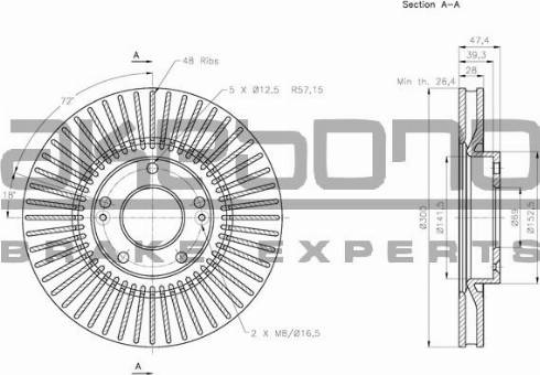 Akebono BN-0249 - Bremsscheibe alexcarstop-ersatzteile.com