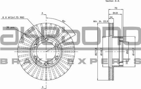 Akebono BN-1360E - Bremsscheibe alexcarstop-ersatzteile.com