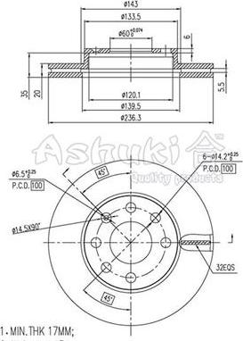 Ashuki 0990-8090 - Bremsscheibe alexcarstop-ersatzteile.com